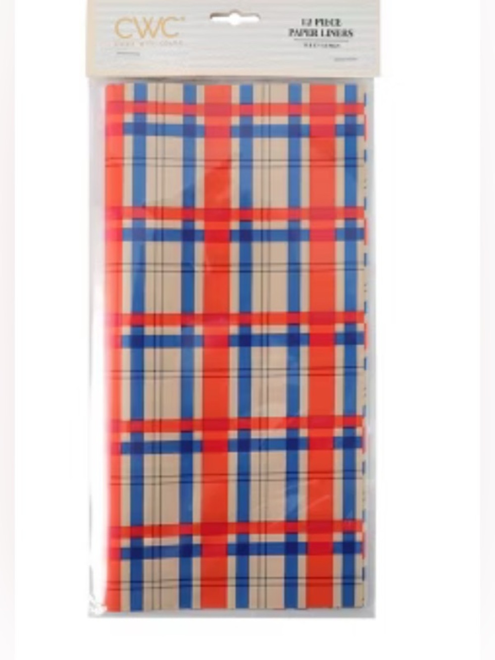 Red and Blue Plaid Paper Liners - Pack of 12.  6 packs of 12.